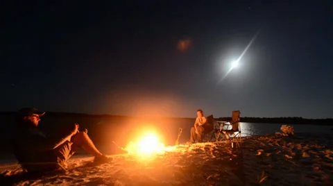 Beach Camping at Night Stock Footage 38953471