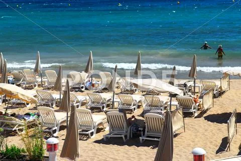 Beach in cannes Stock Photos