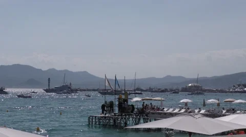 Beach Cannes Pontoon Stock Footage 54638331
