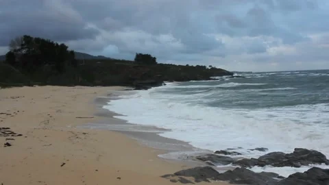 A beach in the Cantabrian coast in a windy day Stock Footage 236941208