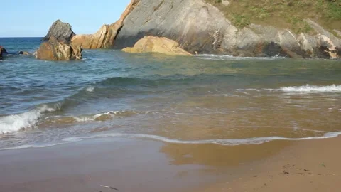 A beach in the Cantabrian sea Stock Footage 250770577