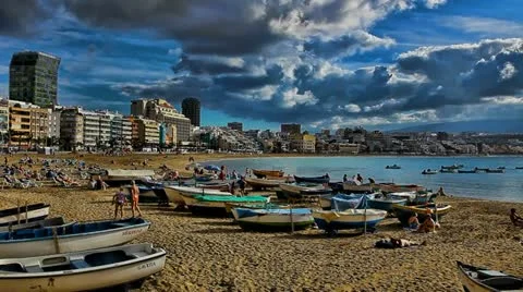 Beach of the Canteras enhanced postcard view timelapse 動画素材 10812096