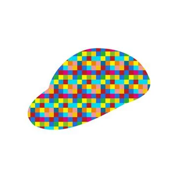 Beach cap icon. Flat color design. Vector Illustration. hat icon in pixelation Stock Illustration
