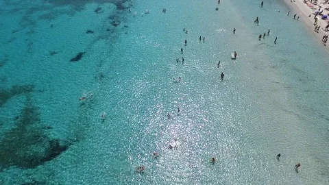 Beach capture of the crystal blue beach in San Teodoro, Sardinia / Italy Stock Footage 88862267