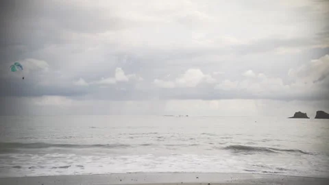 Beach in the Caribbean with parasail Stock Footage 131001682