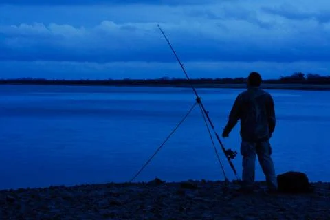 Beach casting silhouette Stock Photos