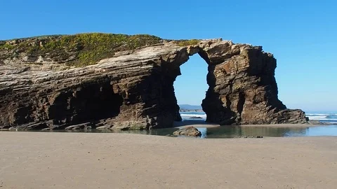 Beach of the Cathedrals in Ribadeo, Spain 스톡 동영상 70256125