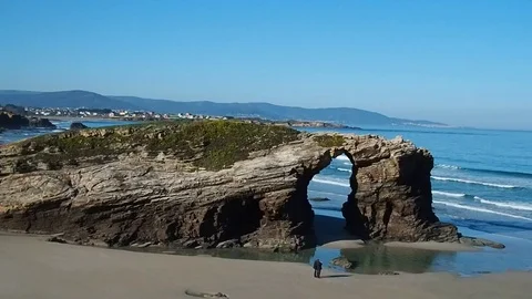 Beach of the Cathedrals in Ribadeo, Spain Stock Footage 70257731