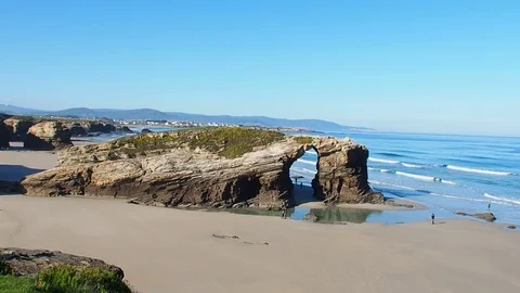 Beach of the Cathedrals in Ribadeo, Spain 스톡 동영상 70258788