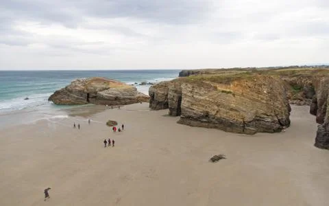 Beach of the cathedrals in spain 스톡 사진