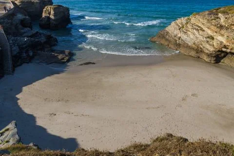 Beach of the cathedrals in spain 스톡 사진