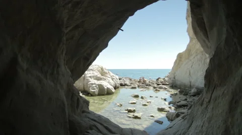 Beach Cave in Sirolo Stock Footage 64988135