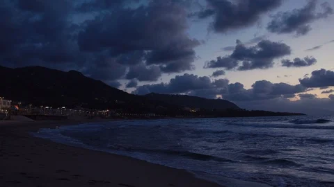 The Beach in Cefalu at night Stock Footage 88514738