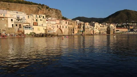 Beach of Cefalu, Palermo Stock Footage 327230823