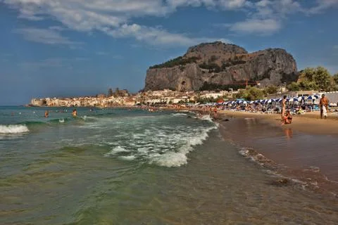 Beach of Cefalu Stock Photos