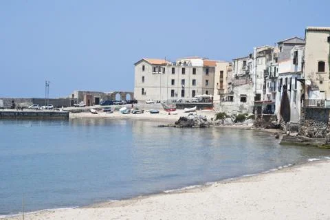 Beach of Cefalu.Sicily Stock Photos