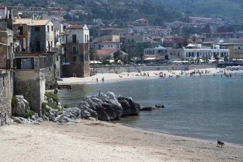 Beach of Cefalu.Sicily Stock Photos