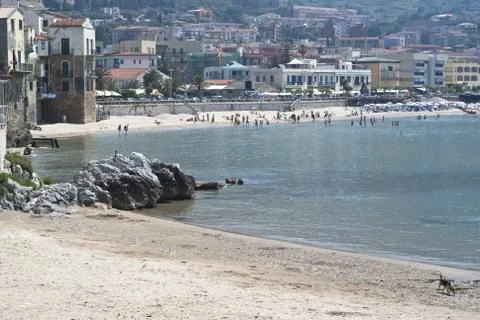 Beach of Cefalu.Sicily Stock Photos
