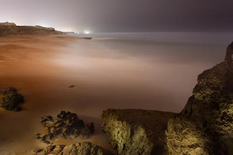 Beach of Chabahar at night Stock Photos