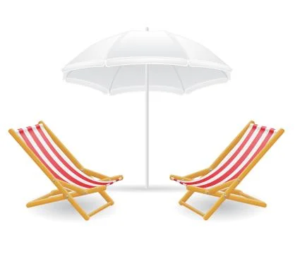 Beach chair and parasol vector illustration Illustrazione stock