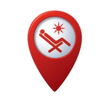 Beach chair icon red map pointer Stock Illustration