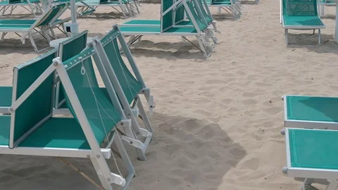 Beach chairs on the beach Video stock 114580664