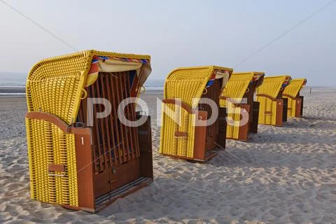 Beach Chairs Beach North Sea Egmond Aan Zee Province Of North Holland The