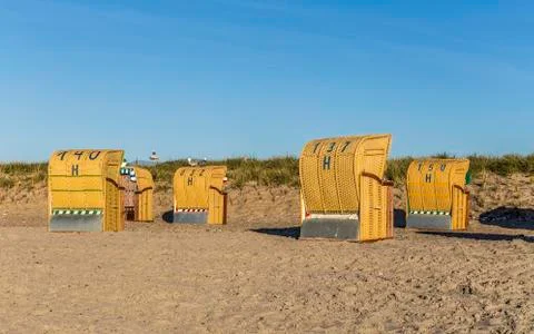 Beach chairs on the beach Stock Photos