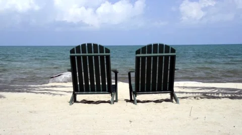 Beach chairs on Caribbean Beach Stock Footage 48690783