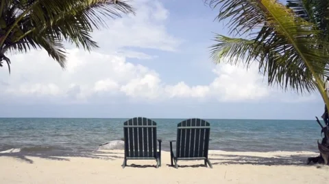 Beach chairs on Caribbean Beach Stock Footage 48690912