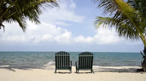 Beach chairs on Caribbean Beach Stock Footage 48690993
