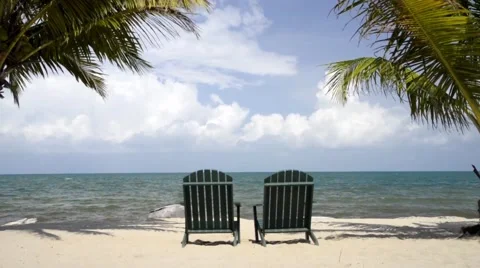 Beach chairs on Caribbean Beach Stock Footage 48691071
