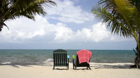 Beach chairs on Caribbean Beach Stock Footage 48691328