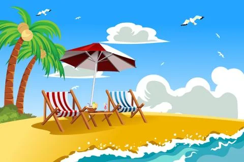 Beach chairs Stock Illustration