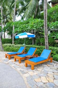 Beach chairs Stock Photos