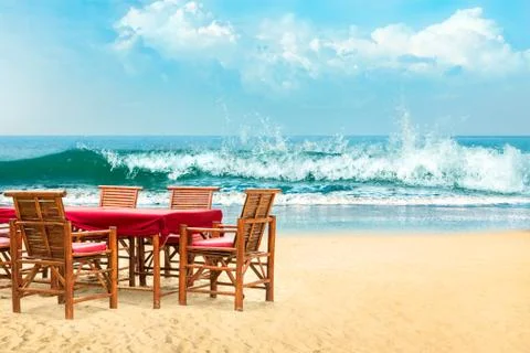 Beach chairs Stock Photos
