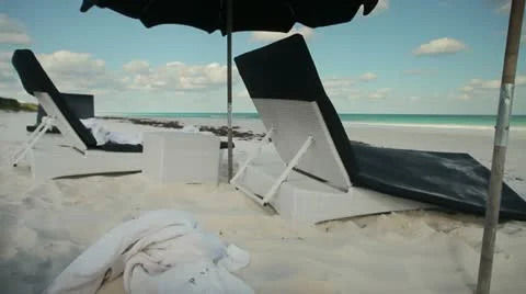 Beach Chairs Tracking Shot Stock Footage 21221742