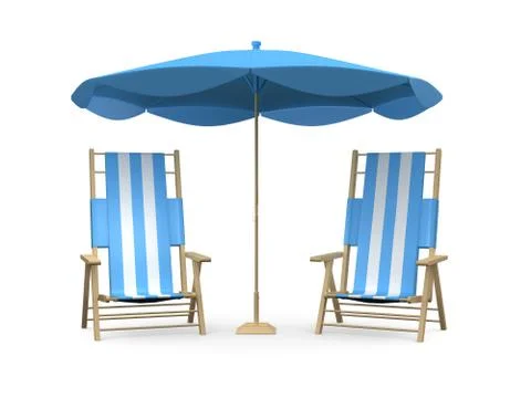 Beach chairs with umbrella Illustrazione stock