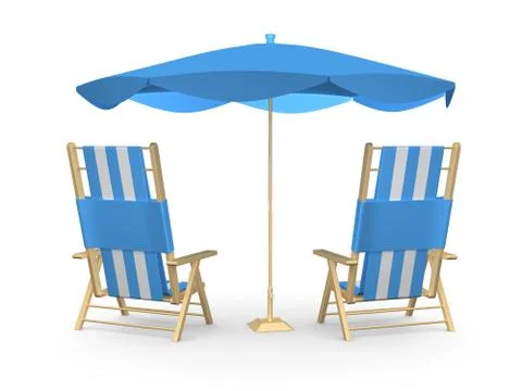 Beach chairs with umbrella Illustrazione stock