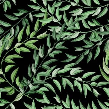 Beach cheerful seamless pattern wallpaper of tropical dark green leaves of pa Stock Illustration