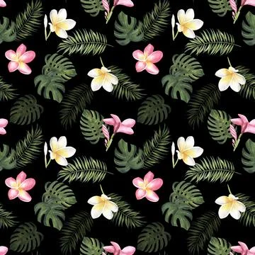 Beach cheerful seamless pattern wallpaper of tropical dark green leaves of palm 스톡 일러스트