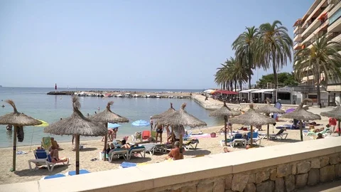 Beach by the city Stock Footage 128348240