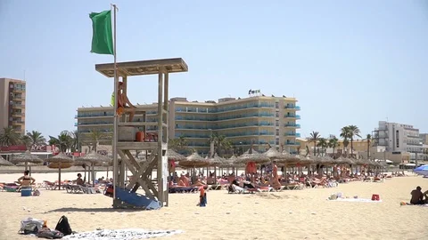 Beach by the city Stock Footage 128349150