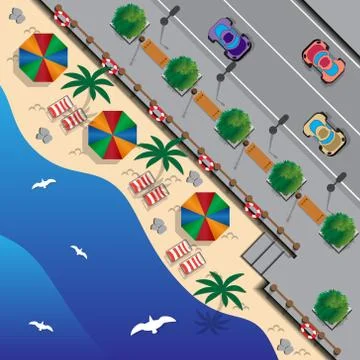 Beach in the city. Illustrazione stock