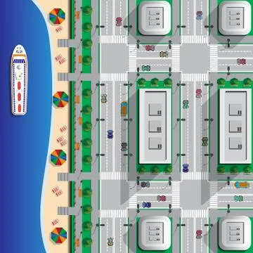 Beach in the city. Stock Illustration