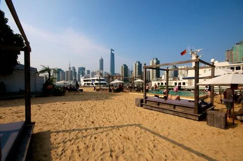 Beach in the city Stock Photos