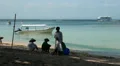 Beach cleaners, boats and cruise ship HD Footage