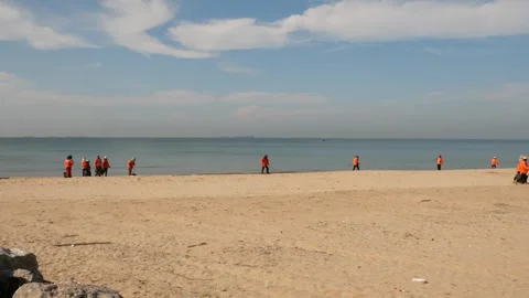 Beach cleaning Video stock 253701970
