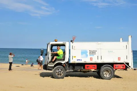 Beach cleaning Stock Photos