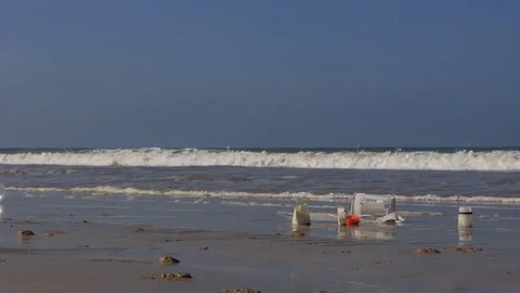 Beach cleanup Stock Footage 123685300